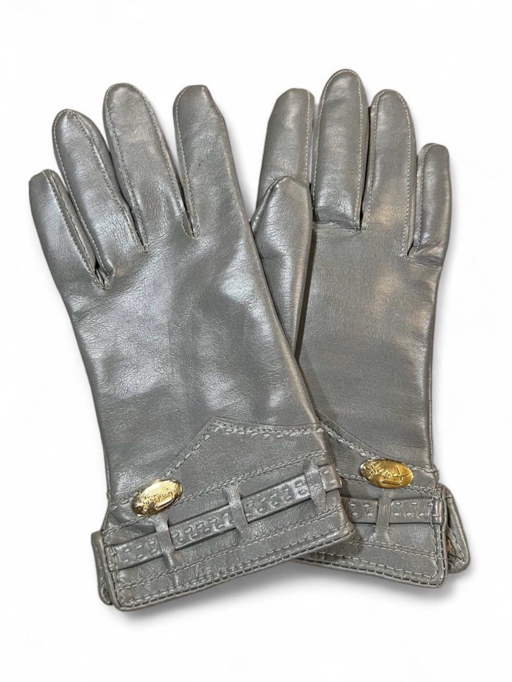 Classic Vintage Women's Luxury Leather Gloves in Gray